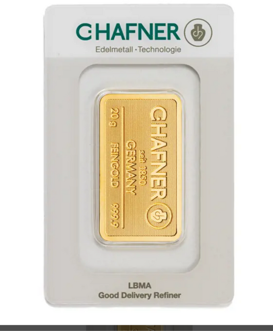 C.Hafner 20g Minted Gold Bar 999.9 Fine Gold | Sealed Certicard | UK Seller