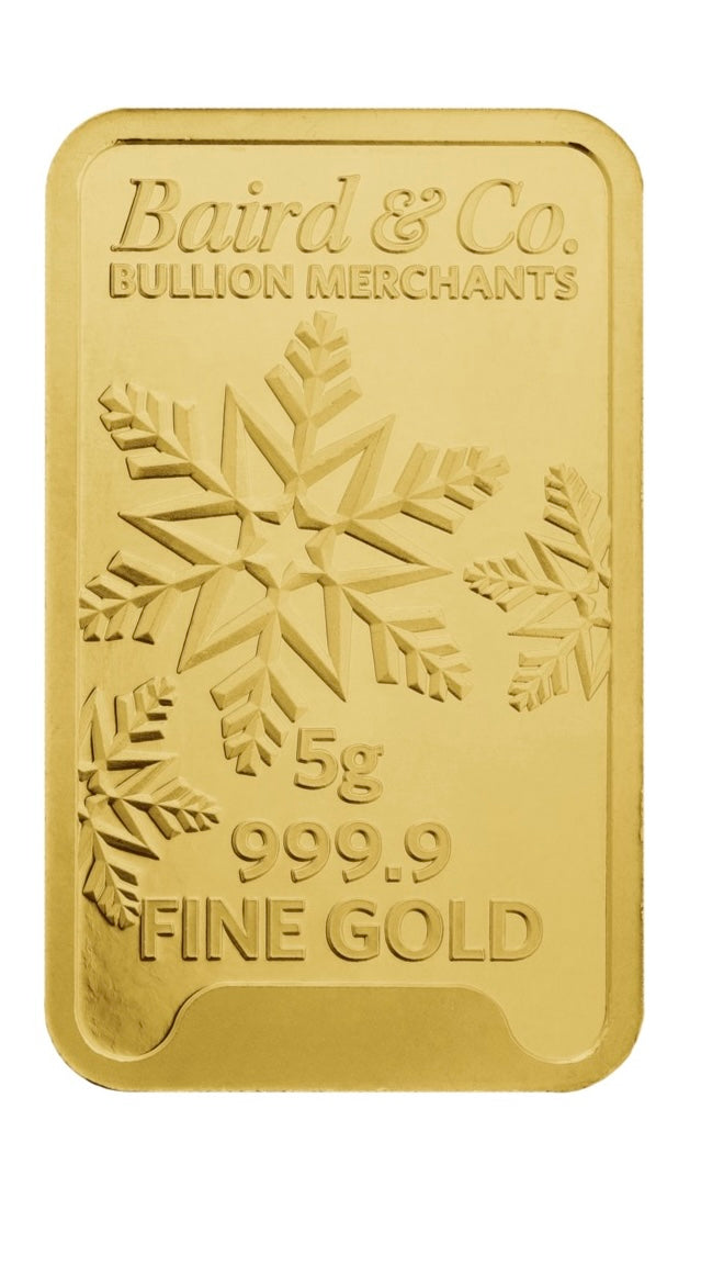 5g 999.9 Christmas Gold Bar – Festive Minted Design – Sealed Certicard UK