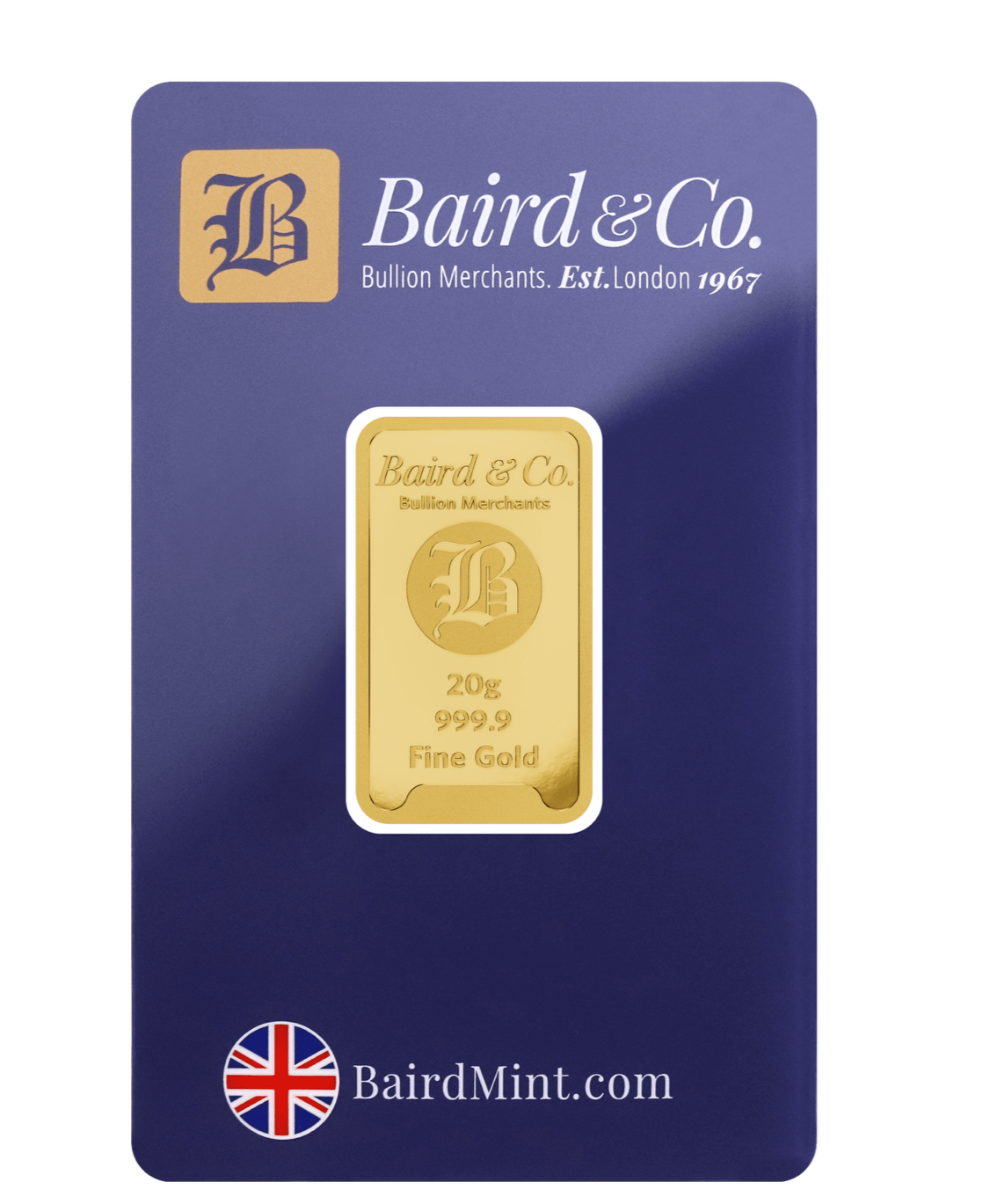 20g 999.9 Gold Bar – Baird & Co – Sealed Certicard – Investment Gold – UK Seller